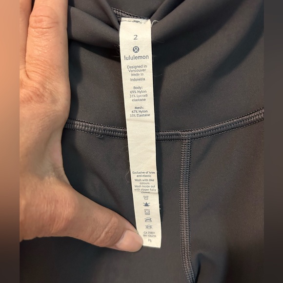 EUC! Lululemon crop leggings with sheer mesh side. Grey. Size 2 - Picture 3 of 4